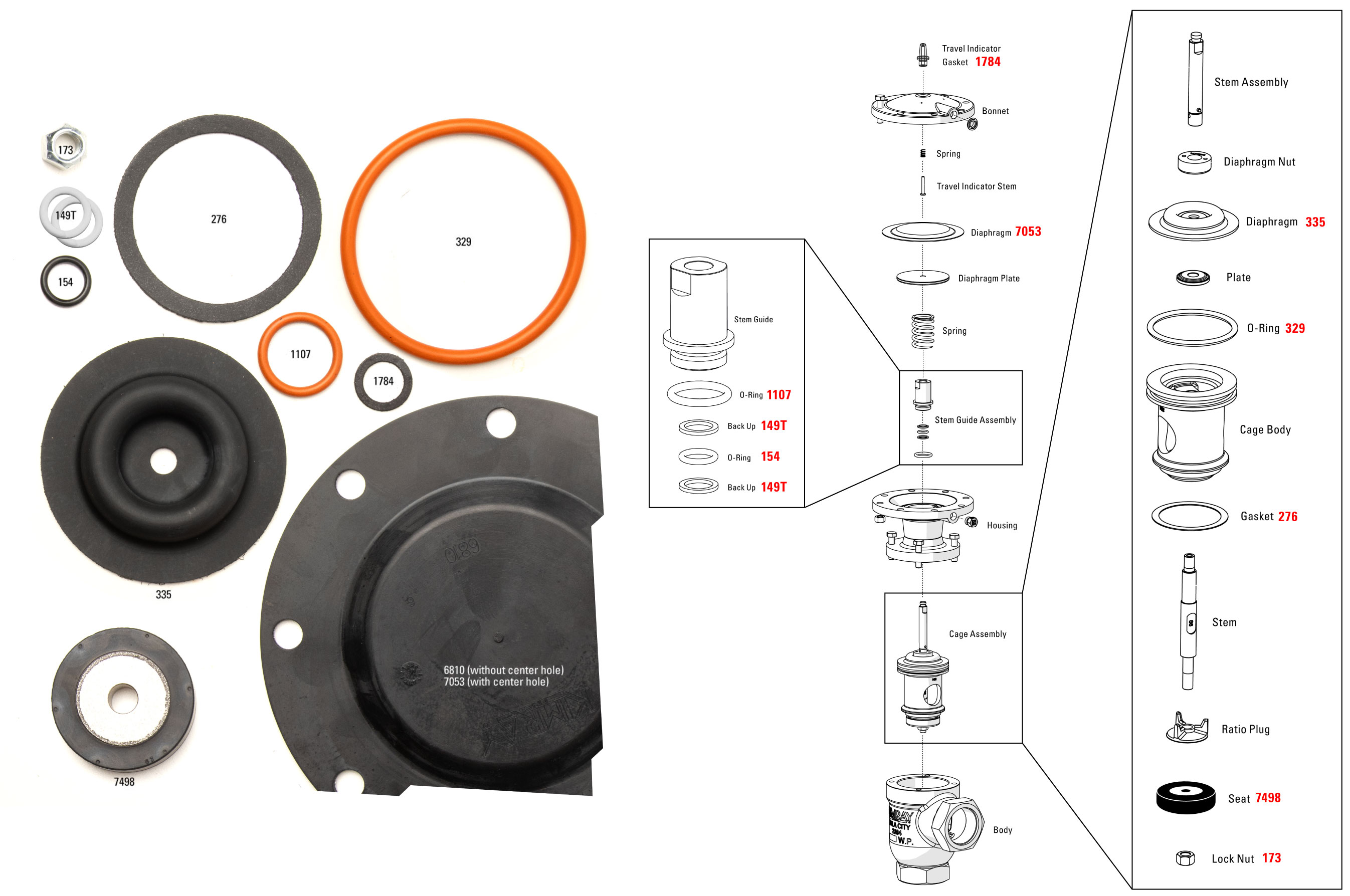 EKI Parts illustration showing where repair kit items go