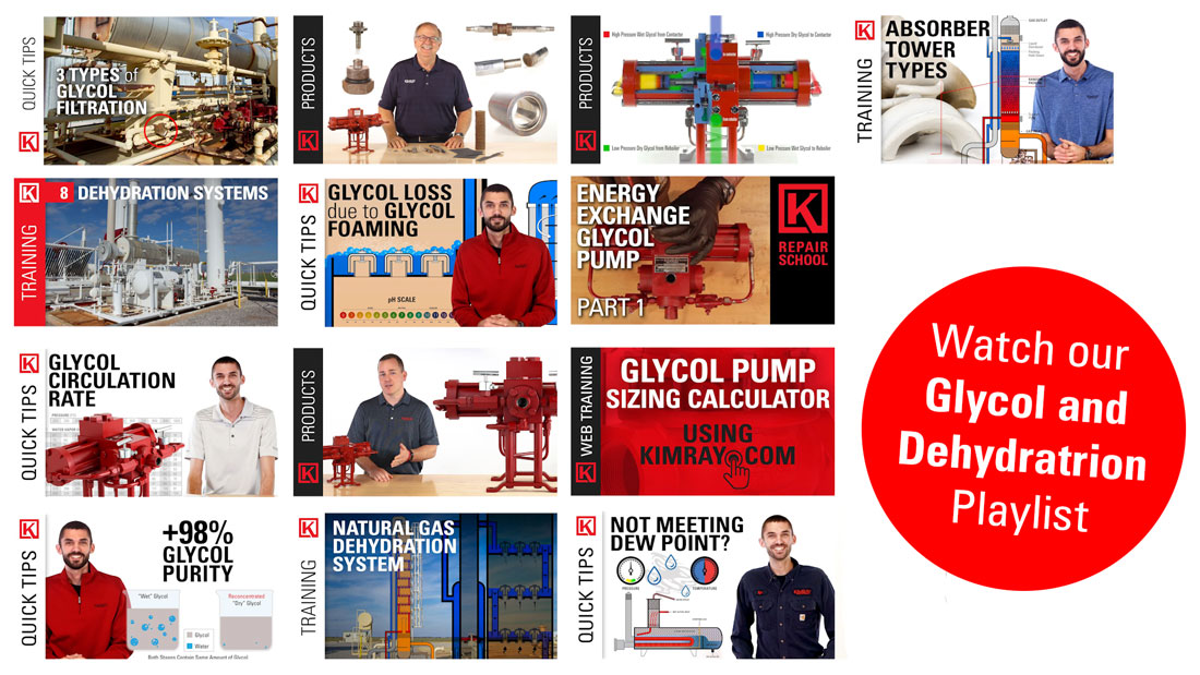 collage of youtube thumbnails about glycol pumps and dehydration